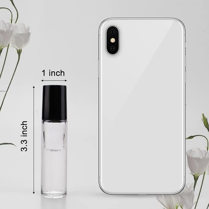 sungwoo 4 Pack Roller Bottles, 10 ml Essential Oil Glass Roller Bottles with Stainless Steel Roller Balls Clear