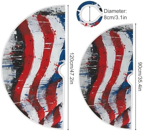 Dussdil Patriotic Us Flag Christmas Tree Skirt 36 Inches Xmas Tree Skirts Seasonal Round Tree Stand Mat Skirt for Holiday House Celebration Party Indoor Home Office Decor Ornaments