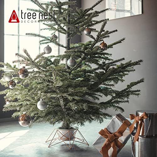 Tree Nest Christmas Tree Stand Base Tree Holder Modern Luxurious Design for 6ft Real Tree Metal Stable for Xmas Tree Decoration Halo M Gold