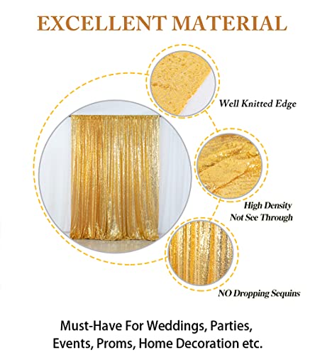 ShinyBeauty Gold Sequin Backdrop 5FTx7FT Photo Backdrop Shimmer Wall Sparkle Birthday Party Background - color: Gold, size: 5FTx7FT