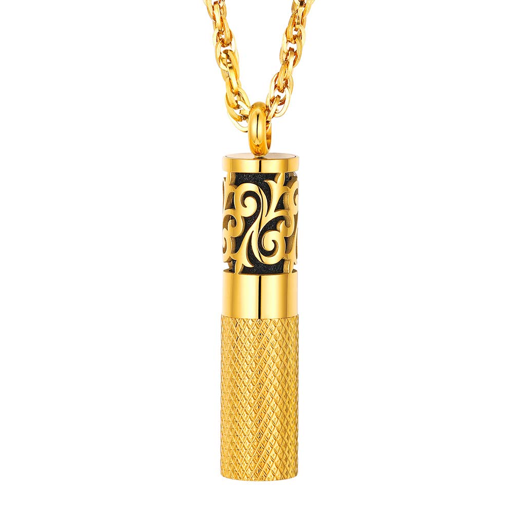 PROSTEEL Diffuser Necklace Men Jewelry Essential Oil Perfume Bottle Round 18K Gold Plated Aromatherapy Necklaces for Women