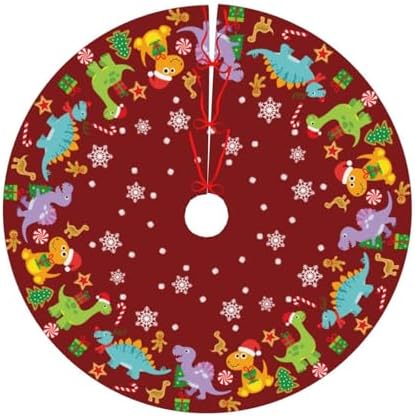 Cute Dinosaur Christmas Tree Skirts Cute Dinosaur Printed Tree Skirt 36" Gorgeous Xmas Holiday Party Ornaments Keepsake Gift