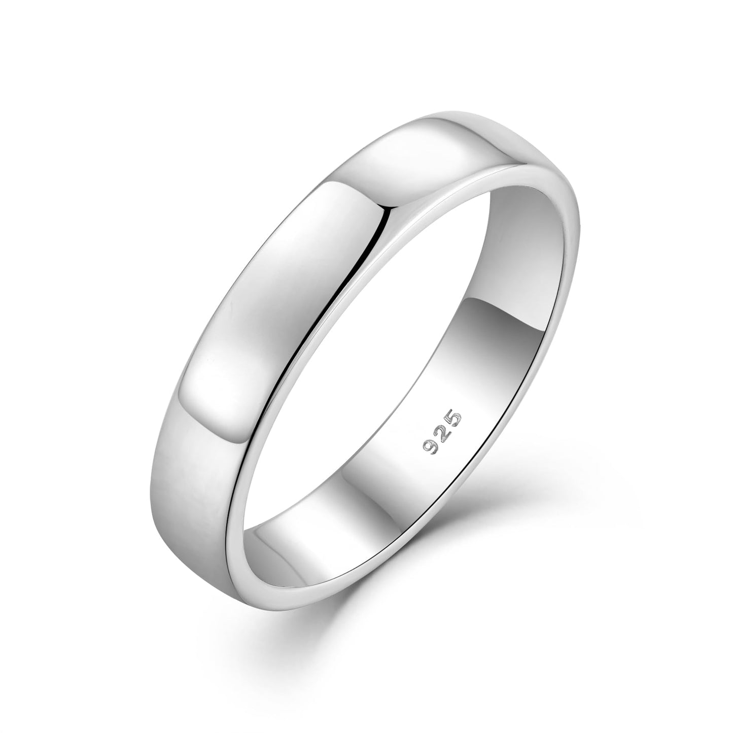 STARCHENIE Solid 925 Sterling Silver 4mm Wedding Band Ring, Comfort Fit High Polish, for Men and Women (Size 10)