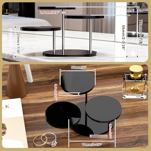 Round Acrylic Display Riser Stands, 3 Tier Jewelry Display Stands for Rings Earrings Mini Figurines 1 Pack(Black) - color: Black