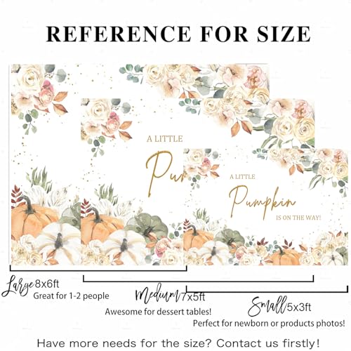 7x5ft Little Pumpkin Baby Shower Backdrop Autumn Pumpkin Shower Background Fall Floral Pumpkin Baby Shower Decorations Photobooth Props