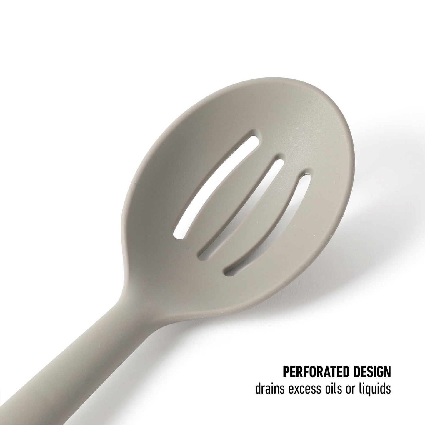 Calphalon Prime Stainless Steel Slotted Kitchen Spoon/Skimmer W/Taupe Silicone Head