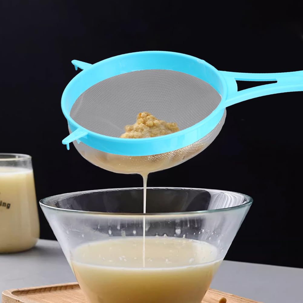 4Pcs/Set Fine Mesh Strainer Set, Kitchen Plastic Flour Colander Set, Solid-Liquid Separator Gadget with Non Slip Handles, for Yogurt Baking Kitchen Kefir Tea Juice Pasta(size:4pcs/set)