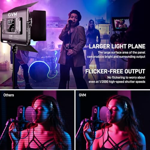 GVM RGB LED Video Light with Bluetooth Control, 60W Photography Studio Lighting Kit with Stands, 2-Packs 880RS Dimmable Led Panel Light for YouTube, Streaming, Gaming, 8 Applicable Scenes, CRI97 - size: 2 Packs