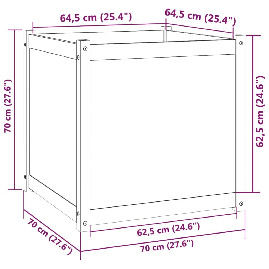 Coespram Solid Pine Large Outdoor Planter 27.6 in Square Rustic Raised Garden Box for Patio Balcony Porch Herb Flower Vegetable Tree