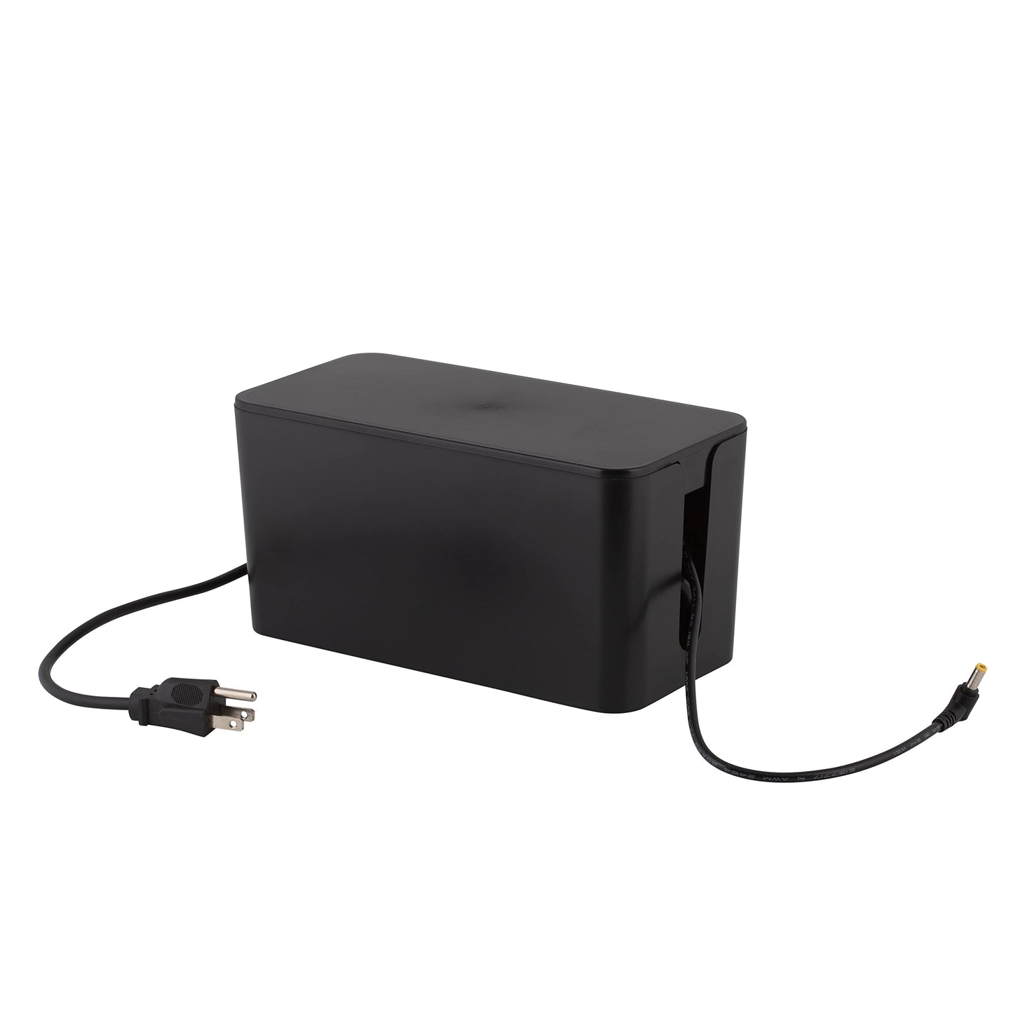 Simplify 2 Pack Cable Organizer Box | Multi-sized | Hidden Storage with Lid | Chargers & Wires | Computer & TV Cords | Black