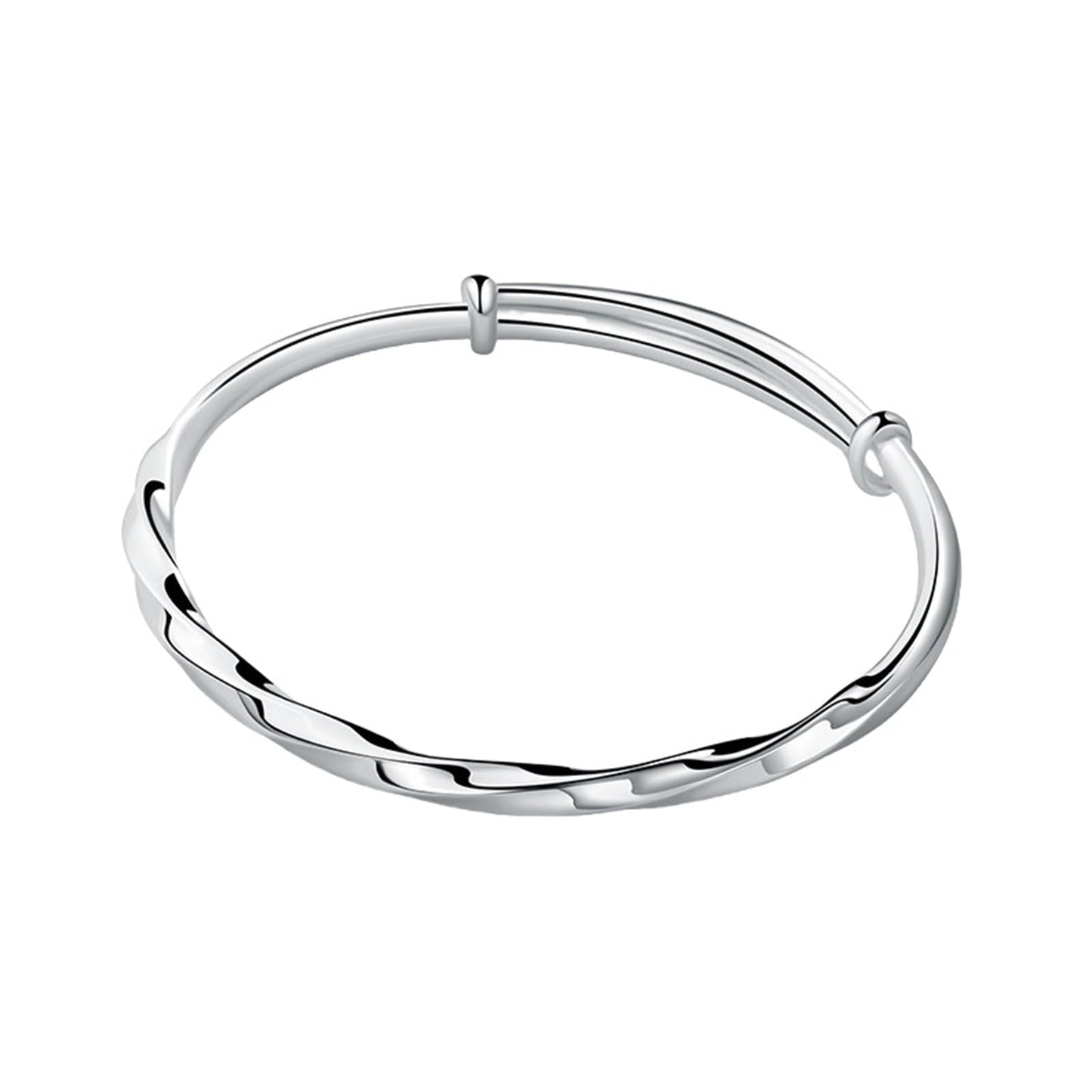Baoaichi Handmade 925 Sterling Silver Bangle Bracelets For Women Twist Wave Bangles Minimalist Statement Bracelets Adjustable Bangle Daily Jewelry for Christmas & Birthday Gift
