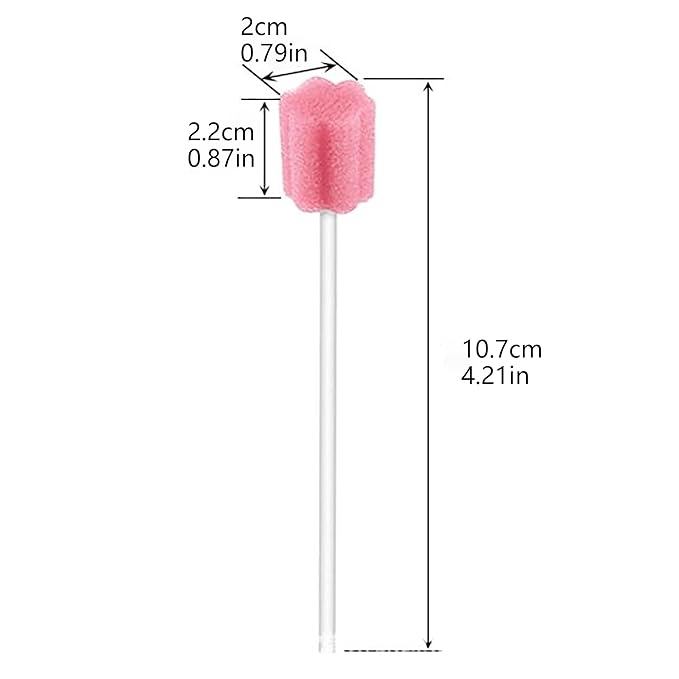 100Pcs Disposable Mouth Sponge Swabs Elderly Kids Adults Tooth Mouth Cleaning Individually Wrapped (Pink)