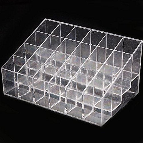 Transparent Cosmetic Makeup Organizer Clear 24 Lattices Lipsticks Cosmetic Lotion Makeup Organizer Storage Display Holder Stand (Pack of 2) - size: 5.75x3.75x1.75 Inch (Pack of 2)