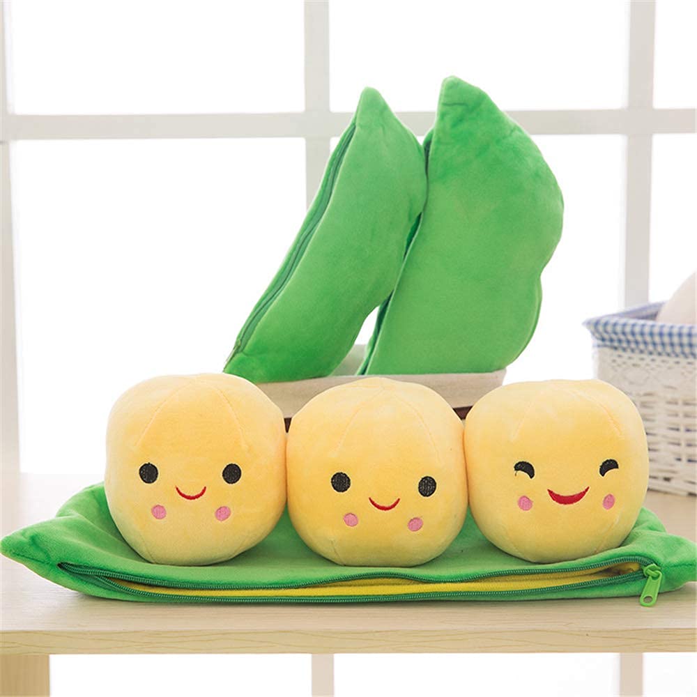 AOQI Giant Peas in A Pod Plush Toy Pea Pod Pillow Cute Pea Stuffed Toys Plant Doll Various Sizes (Green Beans,15.7''/40cm)