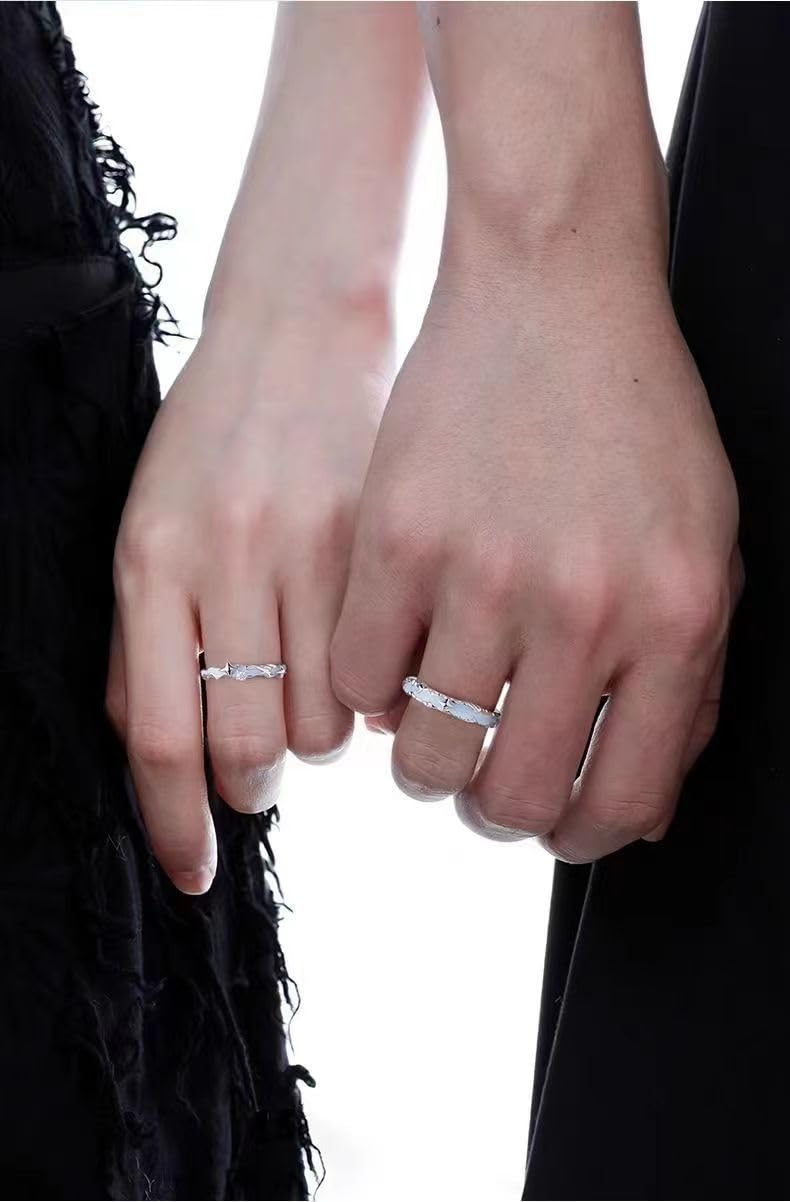 Lymphatic Magtherapy Luminous Ring For Men Women, Titanium Ion Therapy Acupuncture Unclog Bloodstream Lymph Nodes Light Up Hope Adjustable Finger Ring Jewelry Gift For Couple (star for women+men)