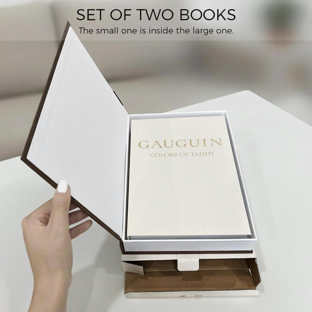 Premium Linen Faux Book Box Set of 2: Aesthetic Book Safe with Hidden Storage for Living Room Console Table & Bookshelf Decor, Home Organizer, Green & Beige, Tallest 10.67in