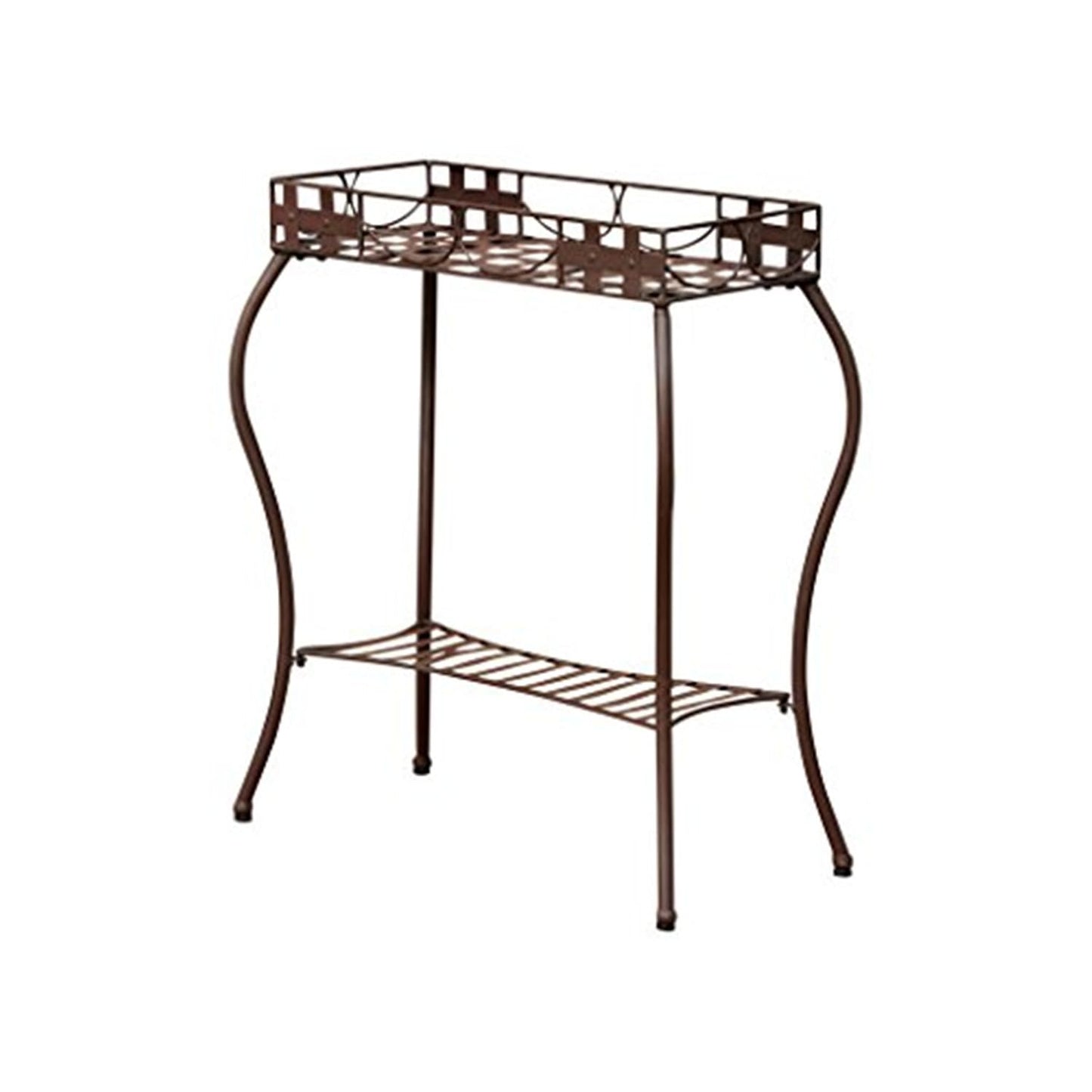Maykoosh Rustic Plant Stand - Metal Rectangular Flower Stand - Indoor Outdoor Decor - Durable Brown Finish - 29" H