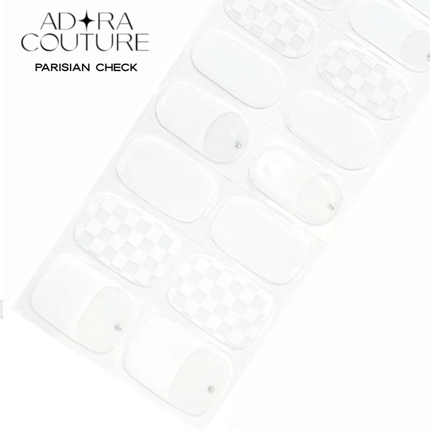Adora Couture Semi Cured Gel Nail Strips with 20 Pieces - UV Gel Stickers, Manicure Kit, Easy Application Wraps Includes Prep Pads, Nail File, Wooden Stick - UV Light Required (Check White)