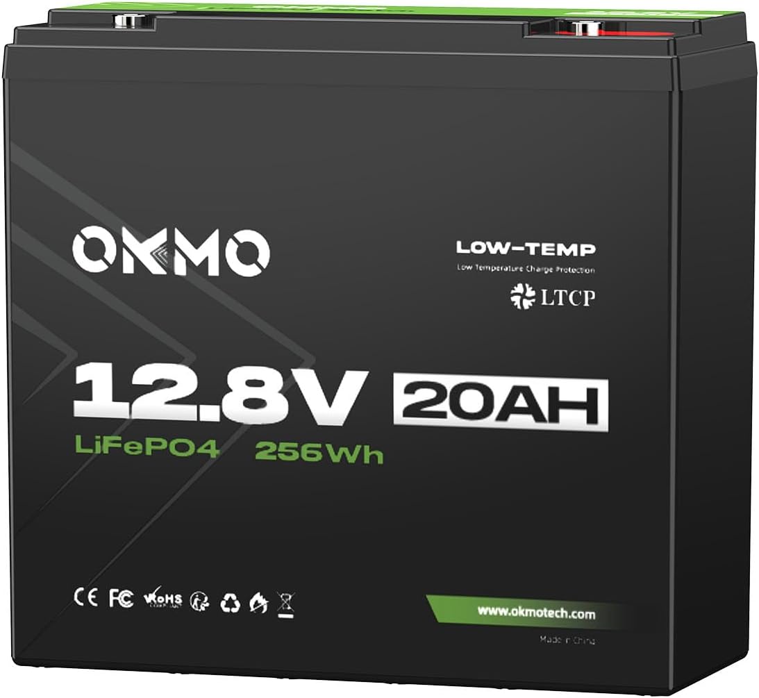 12V 20Ah Lithium LiFePO4 Battery, 4000+ Deep Cycles Rechargeable Battery for Kayak Fish Finder, Power Wheels Toys, Scooter