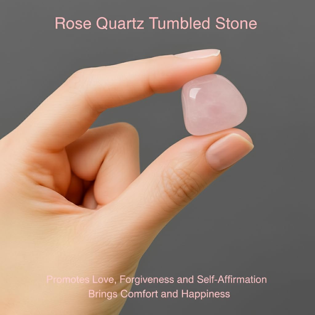 Rose Quartz Tumbled Stone – Natural Crystal for Love, Positivity & Energy Balance – Pocket Gemstone for Meditation, Reiki, Chakra & Spiritual Décor