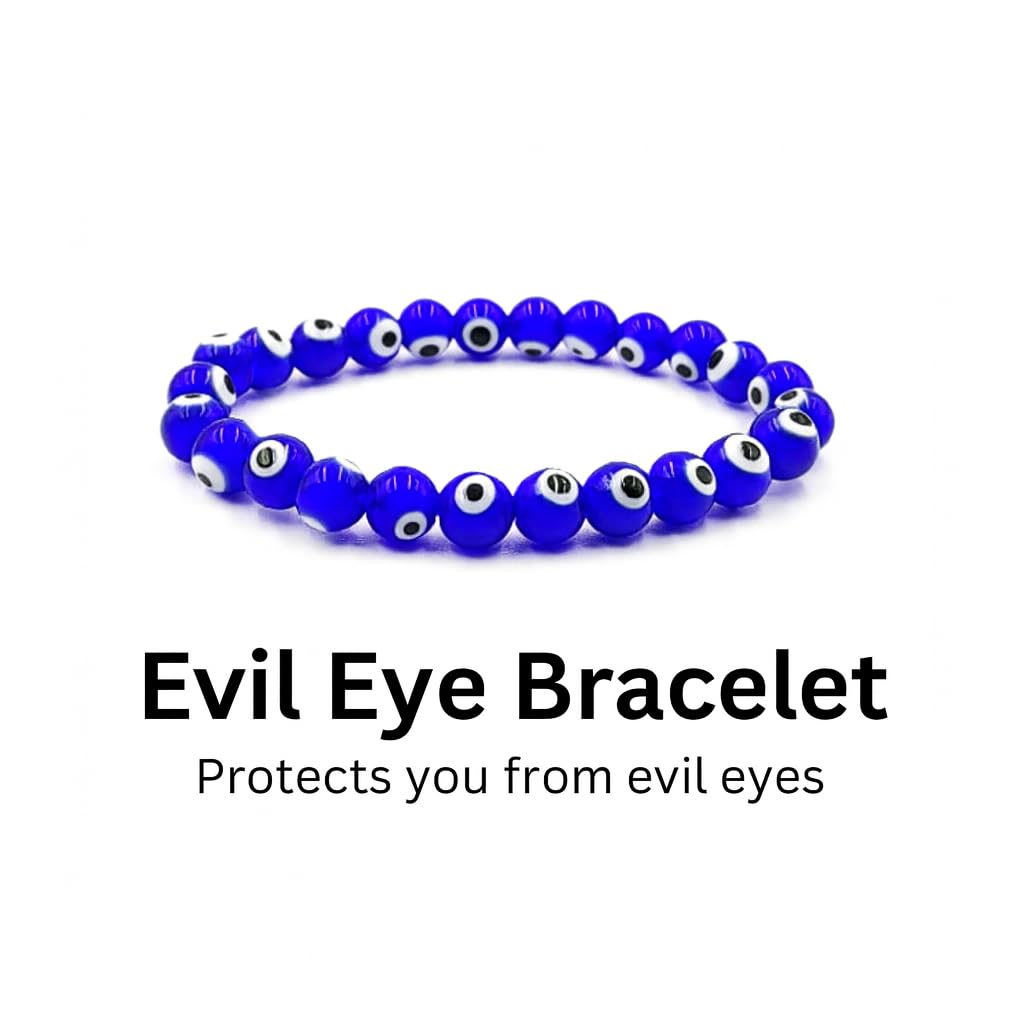 PRECIOUS PEBBLE Evil Eye Beaded Bracelet for Men & Women – Handmade Turkish Blue Eye Bracelets with Natural Stone Beads – Adjustable Size Symbolic Jewelry for Mindful Style, Gifting & Everyday Wear