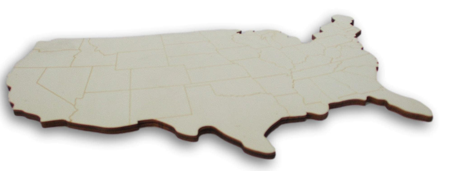 United States Wood Shape - Unfinished USA Map Cutout Wooden Plaque for Crafts - 14.75 Inches