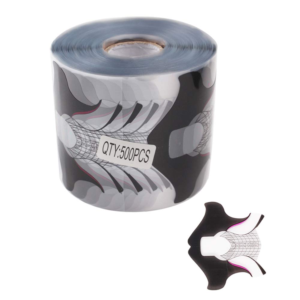 BeautyLeader 500 Pcs/Roll Nail Form Clear Nail Art Guide Form Acrylic UV Gel Tips Extension Black Butterfly Design UV Nail Extenion Sticker