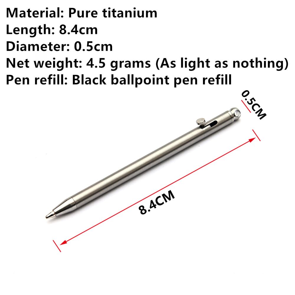 SZHOWORLD Mini Keychain Titanium Pen - Ultra Light Portable EDC Small Bolt Action, Outdoor Gadget Personality Creative Signature (Titanium Color)