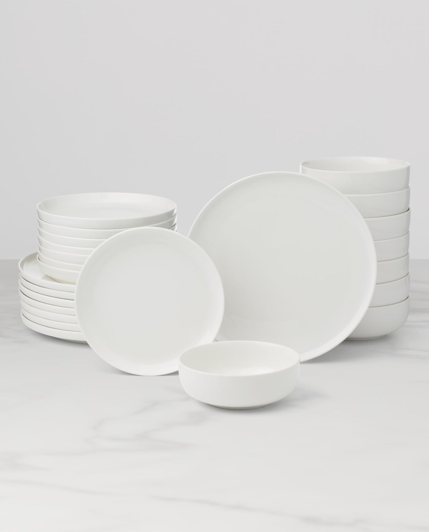 Oneida Dinnerware Set, 24 Seven White 24-Piece Dinnerware Set, Service For 8, Porcelain Material, Dishwasher And Microwave Safe, Bowls, Plates And Bowls, Dinner Dishes, Plates, Home (White, 24 Piece)