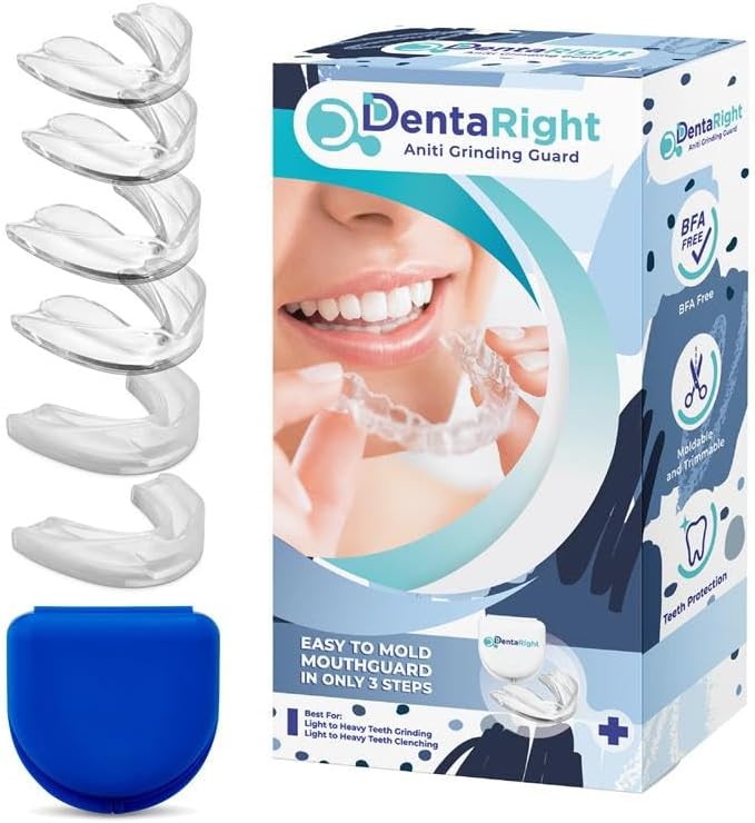 Custom-Fit Moldable Mouth Guard for Teeth Grinding and Clenching, Trimmable and Comfortable Fit - Pack of 6 in 3 Sizes for Kids, Teens, and Adults
