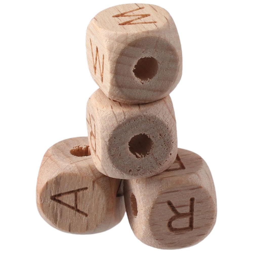 diyhub 112 Pcs Letter Wooden Cube Alphabet Beads,Large Hole Wood Spacer Beads with Star Heart for Necklaces Bracelet DIY Crafts Decor