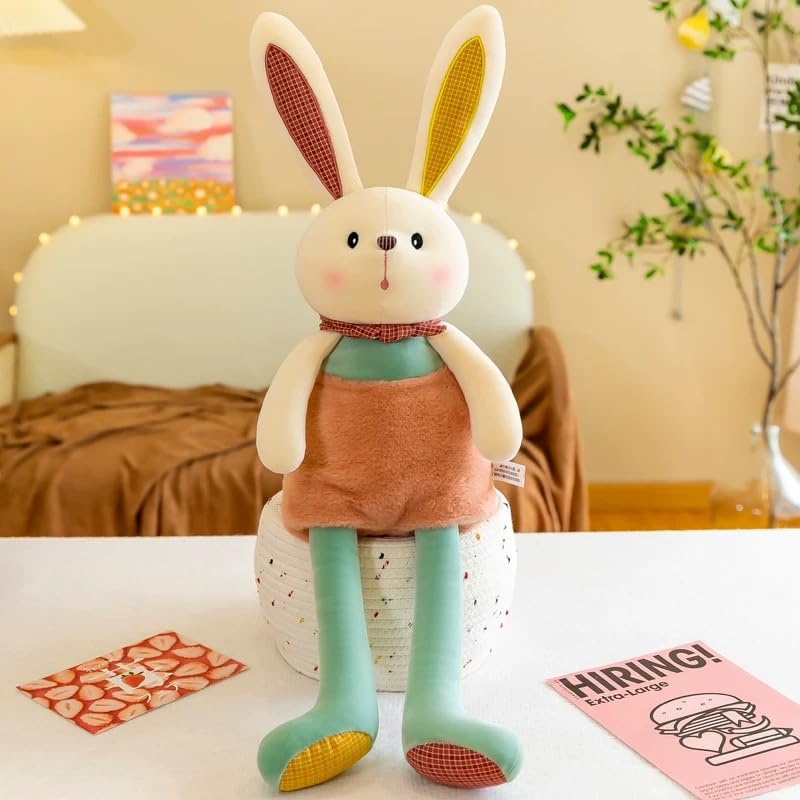 Ninqukico Plush Bunny -17'' Stuffed Animal Rabbit Pull-Out Ears and Legs, Cute Bunny Rabbit Soft Plushie Toy for Girls or Baby
