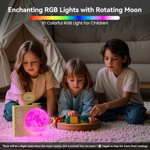 RETEYUNG Rotating Moonlight Sunrise Alarm Clock Sound Machine