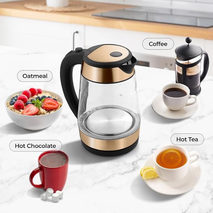 Zulay Kitchen Fast Boiling Electric Water Kettle - 1.7L, 1500W, Auto Shut-Off for Overboil & Boil Dry Protection, Cool-Touch Handle, 360° Base - Rapid Teapot Boiler For Coffee & Tea - Black Copper