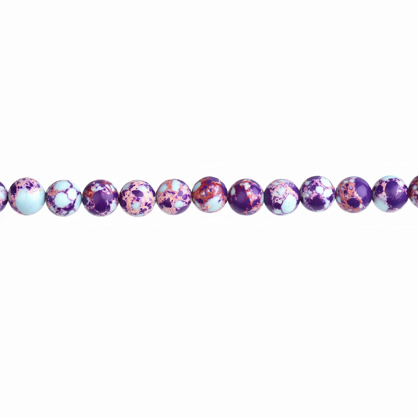 Filluck Natural Stone Beads 8mm Purple-Blue Imperial Jasper Polished Round Smooth Gemstone Beads for Jewelry Making Adults 15 Inch(Purple-Blue Imperial Jasper,8mm)