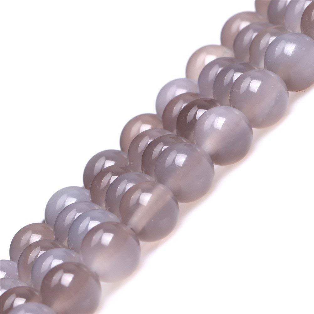 10mm Natural Gray Agate Beads Round Gemstone Loose Beads for Jewelry Making 15" (36-38pcs/strand)