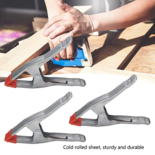 Heavy Duty 9 Inch Spring Clamps A Shape Metal Woodworking Clips for Tarpaulins Wooden Boards Photography Backgrounds Galvanized Iron Silver Red 3PCS Set
