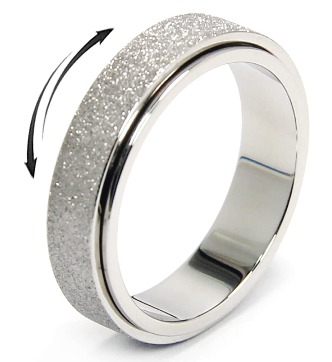 OreilleStar Anxiety Ring for Women Men Stainless Steel Fidget Spinner Thumb Ring Fidget Toys Adults Size 8 Width 6MM Silver Hand Polished