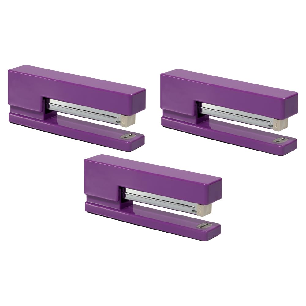 JAM PAPER Modern Desk Stapler - Purple - 3/Pack