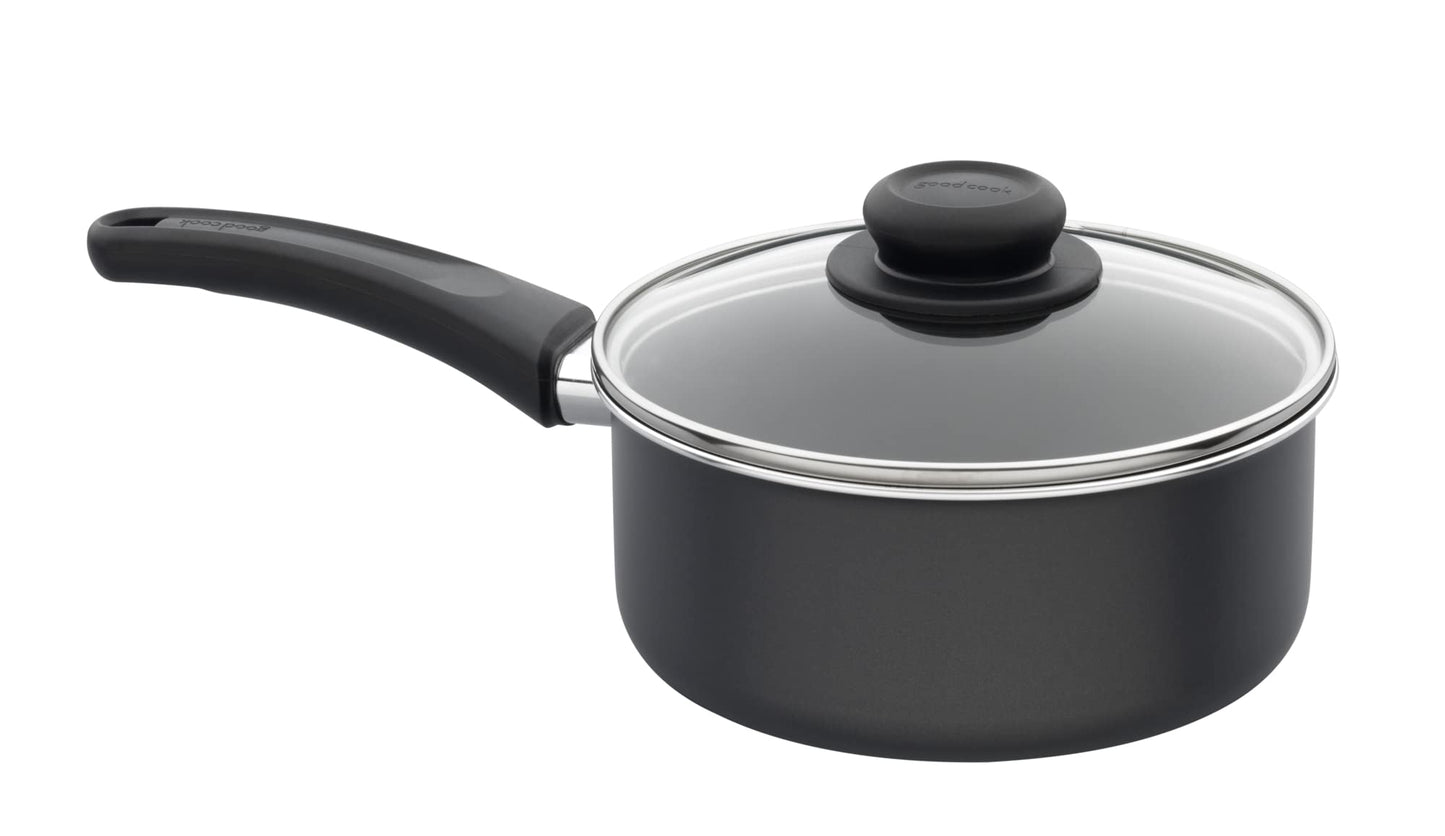 GoodCook Everyday Nonstick Sauce Pan w/Lid, 2 Quart, Black