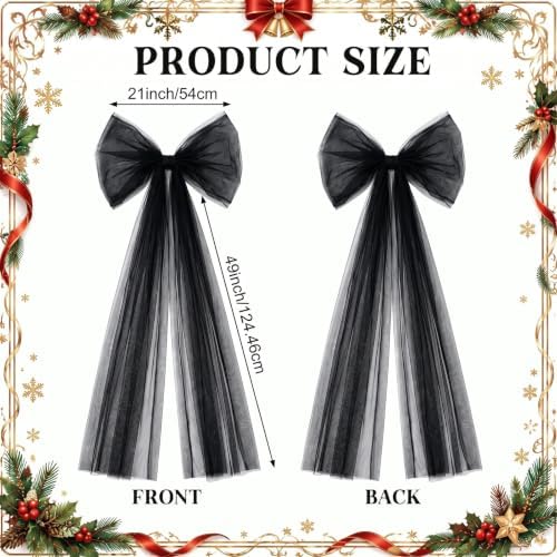 Soulchen 49 Inch Christmas Tree Topper Bow Large Tulle Ribbon,Black