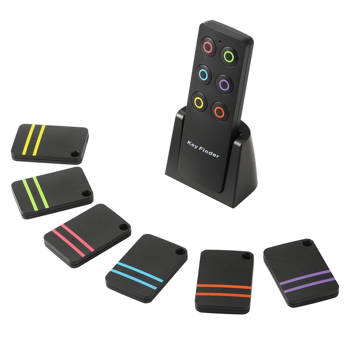 High-Volume Key Finder and Item Locator with RF Technology: 85dB+ Sound, 131ft Range, Wireless Remote Control, 6Receivers with Rings for Wallet, Keys, Pets and More