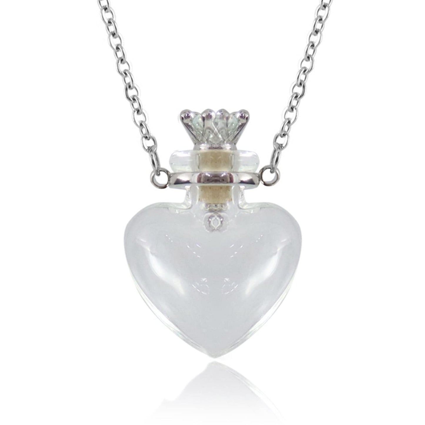 Women Long Necklace Clear Glass Aromatic Water Essential Oil Diffuser Bottle Natural Crystal Pendant for Girl Essential Oil Necklaces for