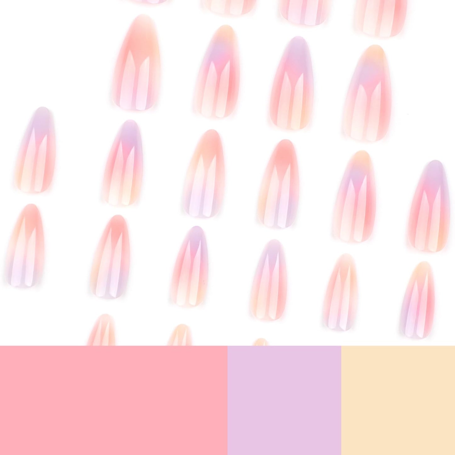 Gentle Claws Haute Press On Nails | Aurora | Gradient Orange and Purple Multicolor Tie Dye Press On Nails with Gloss Finish