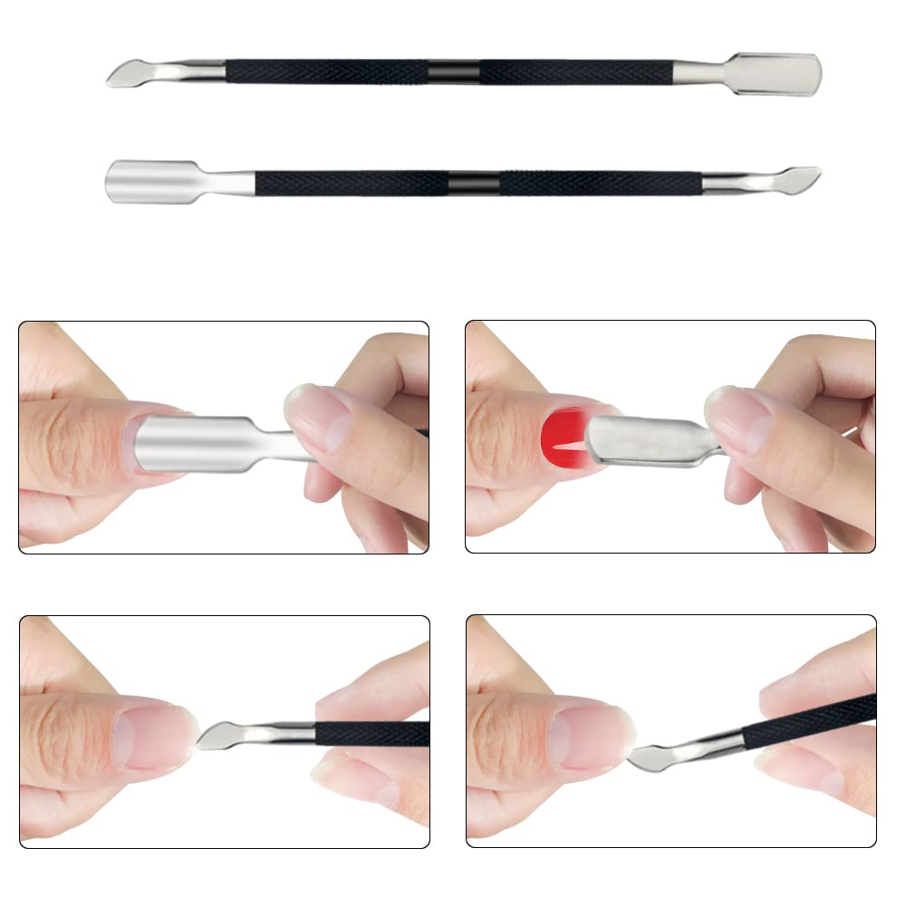 XINMEIWEN 8Pieces Cuticle Trimmer Cuticle Nipper Cuticle Remover Cuticle Cutter with Cuticle Pusher Stainless Steel Cuticle Cutter Clipper Nail Tools for Fingernails and Toenails (Black)