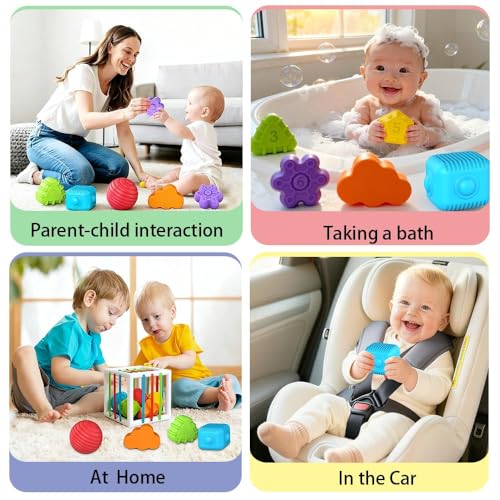 EasierLTtoys Suitable for 1-Year-Old Babies, 6-piece Multi-Sensory Shape Toys, Early Childhood Development Learning Birthday Gift, 12-Month Baby Toys
