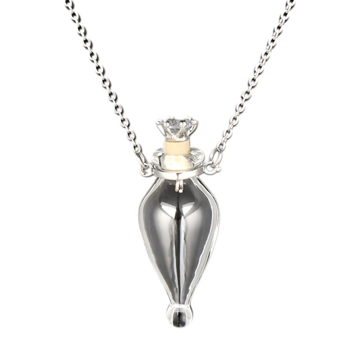 Women Long Necklace Clear Glass Aromatic Water Essential Oil Diffuser Bottle Natural Crystal Pendant for Girl Essential Oil Necklaces for