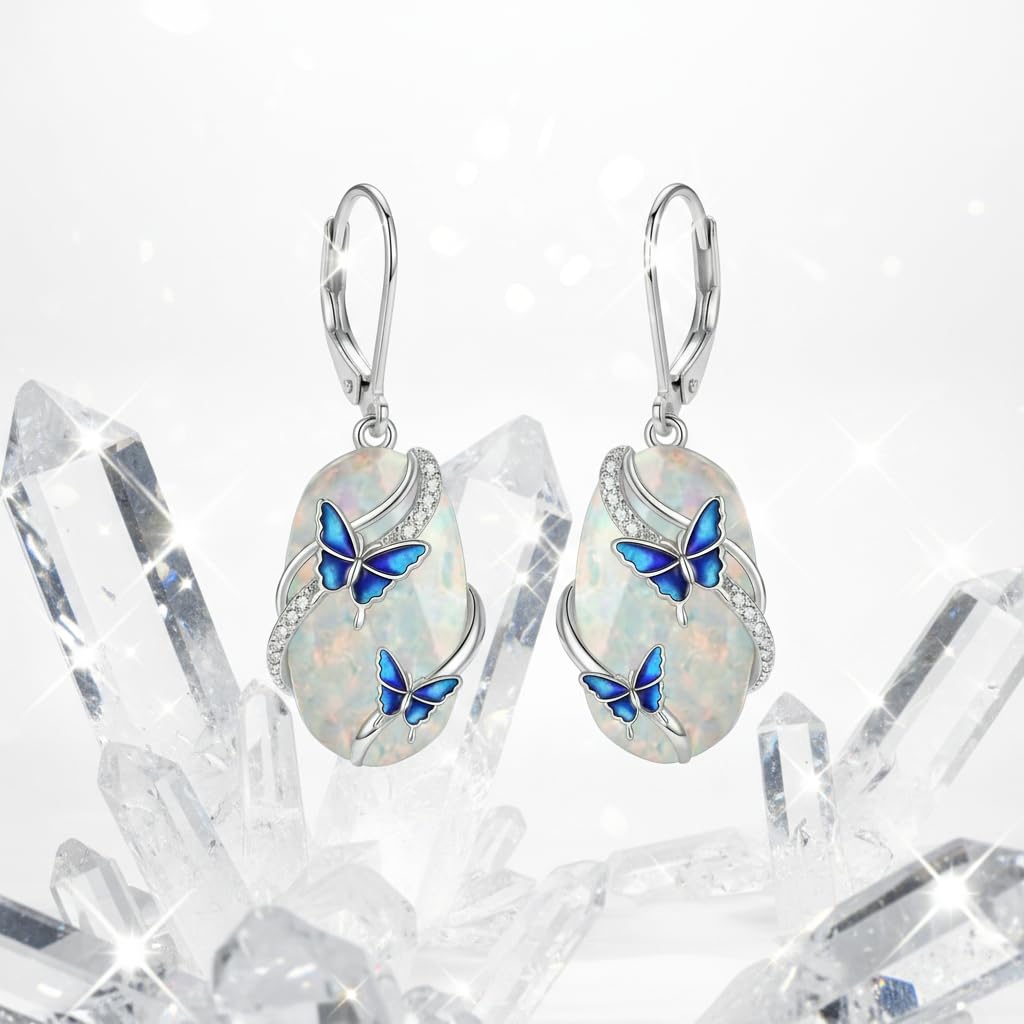 ONEFINITY Opal Butterfly Earrings Opal Earrings Butterfly Jewelry Gifts for Women