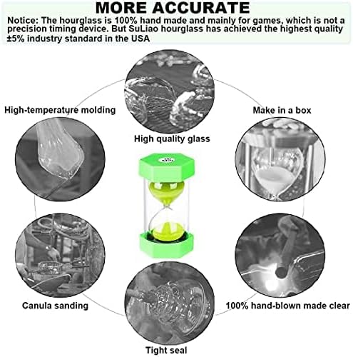 SuLiao Sand Timer 30 Minute Hourglass, Plastic Sand Clock 30 Minutes, Big Green Sand Watch 30 Min, Hour Glass Colored Sandglass Timer for Kids, Games, Classroom, Kitchen, Decorative