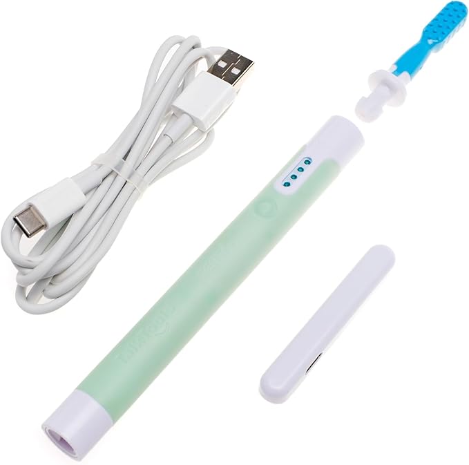 TalkTools Sensi Rechargeable Oral Sensory Therapy Tool with Soft Sensi Jaw Tips – 12-Piece Adjustable Sensory Stimulation Set for Oral Motor Awareness & Feeding Skill Development – Green